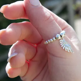 Angel Wing on Silver Ball Bead Ring