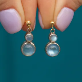 Antique Moonstone Drop Earrings, 18ct Gold & Silver