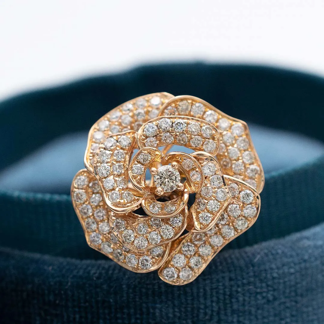 Art Deco Wedding Band & Natural Diamonds Cocktail Ring
