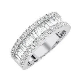 Baguette & Round Cut Diamond Classic Wedding Band Ring 14K Gold
