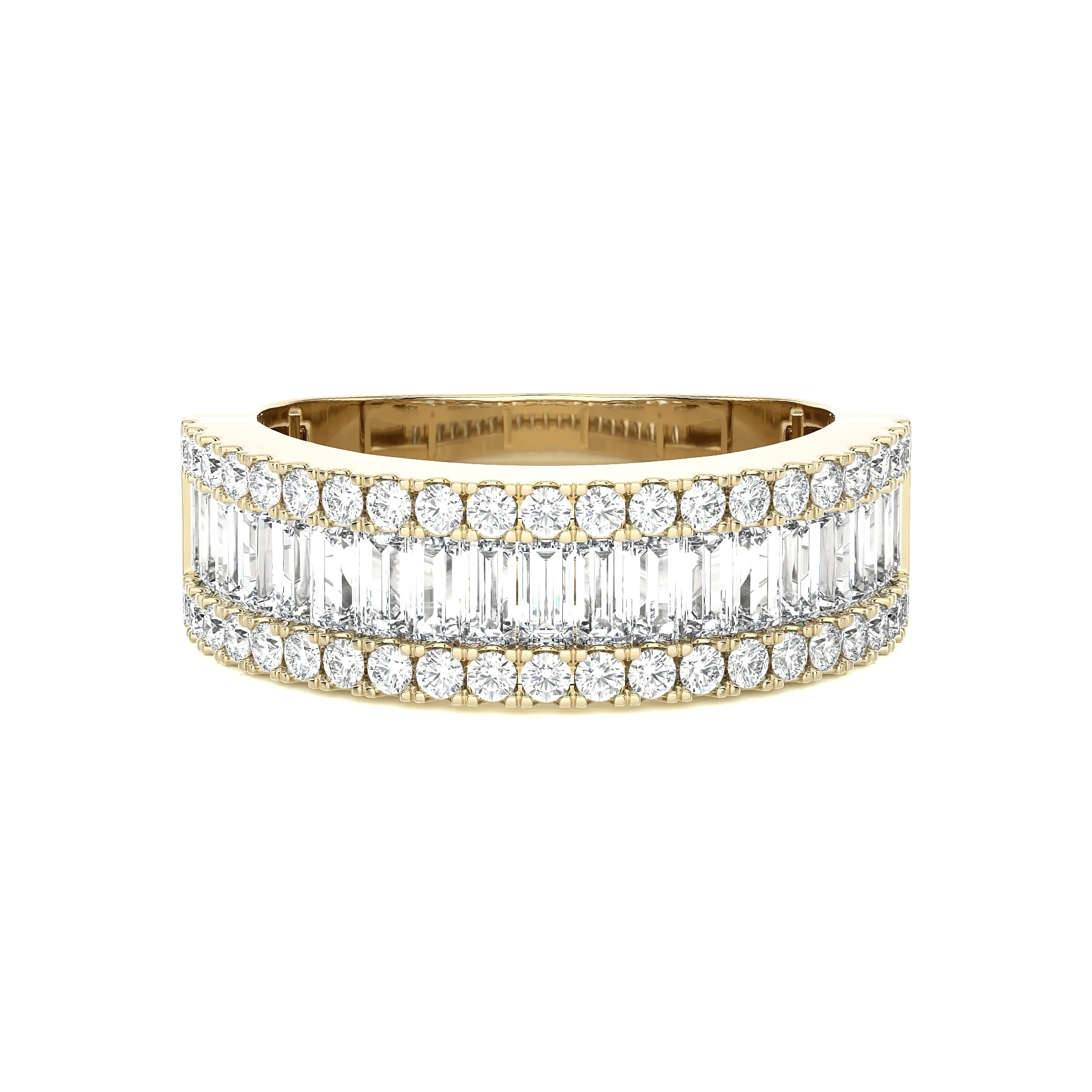Baguette & Round Cut Diamond Classic Wedding Band Ring 14K Gold