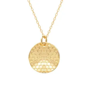 Bee Gold Coin Honeycomb Pendant Choker Necklace for Women Teen Girls S925 Sterling Silver Dainty Crystal CZ Diamond Queen Bee Bumble Bee Hive BFF Necklace Long Chain Cute Animal Charm Jewelry Gift