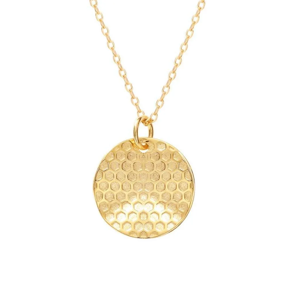 Bee Gold Coin Honeycomb Pendant Choker Necklace for Women Teen Girls S925 Sterling Silver Dainty Crystal CZ Diamond Queen Bee Bumble Bee Hive BFF Necklace Long Chain Cute Animal Charm Jewelry Gift