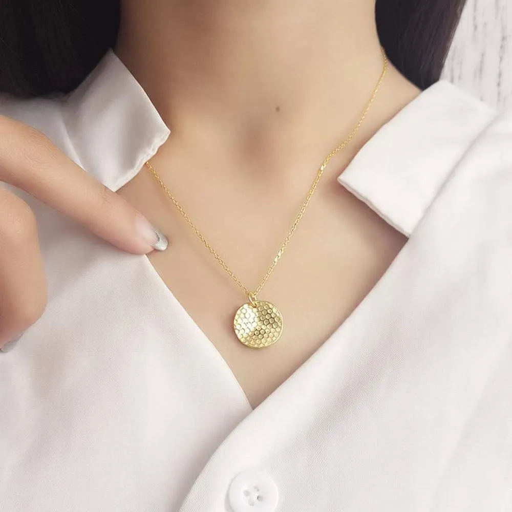 Bee Gold Coin Honeycomb Pendant Choker Necklace for Women Teen Girls S925 Sterling Silver Dainty Crystal CZ Diamond Queen Bee Bumble Bee Hive BFF Necklace Long Chain Cute Animal Charm Jewelry Gift