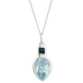 Beginnings Iris Petal Drop Pendant - Silver/Blue