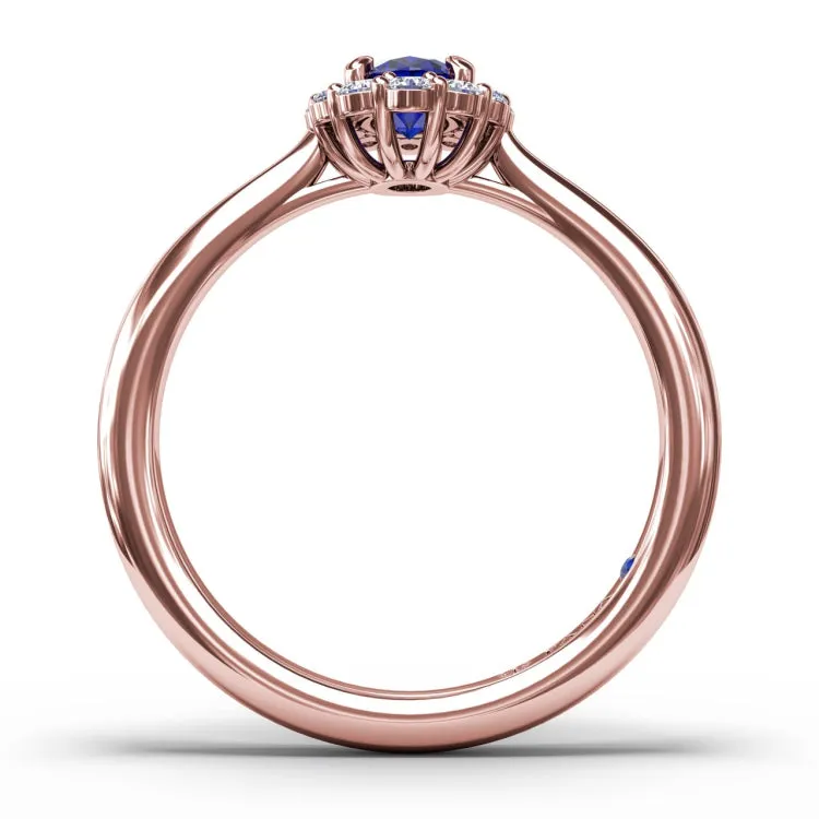 Blooming Halo Sapphire and Diamond Ring