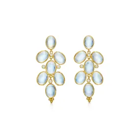 Blue Moonstone Drop 18K Yellow Gold Earrings
