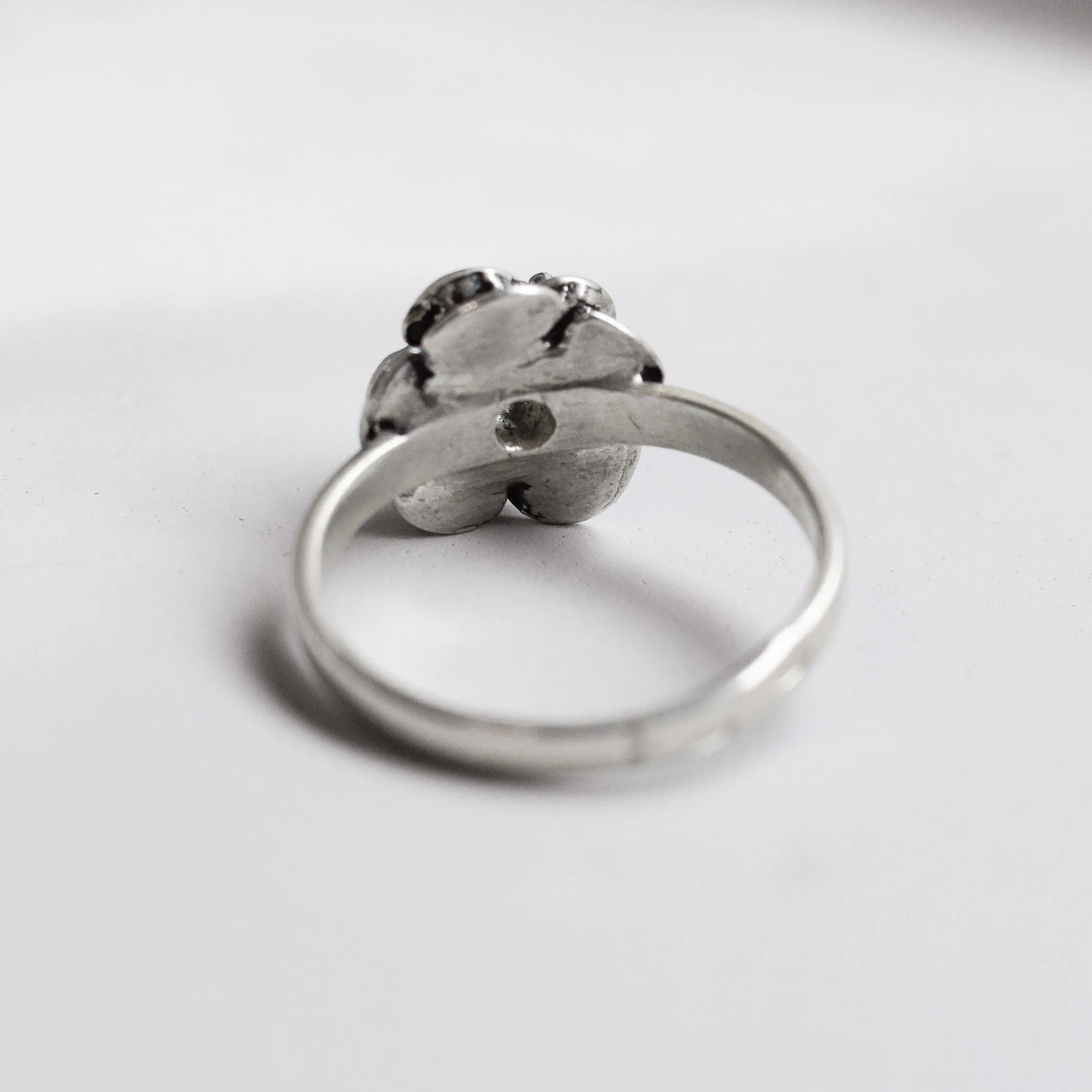 Blue Topaz Flower Ring - Natural Blue Topaz Ring - Vintage Rose Ring