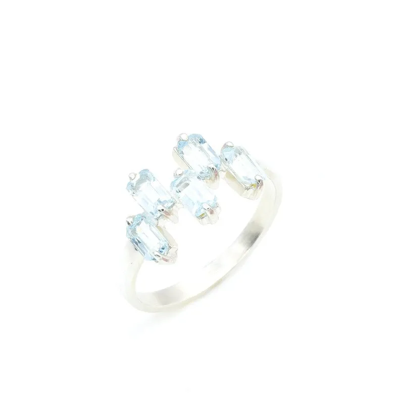 Blue Topaz Ring - Natural Blue Topaz, Blue Baguette Ring