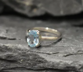 Blue Topaz Ring - Natural Blue Topaz Ring - Sky Blue Solitaire Ring