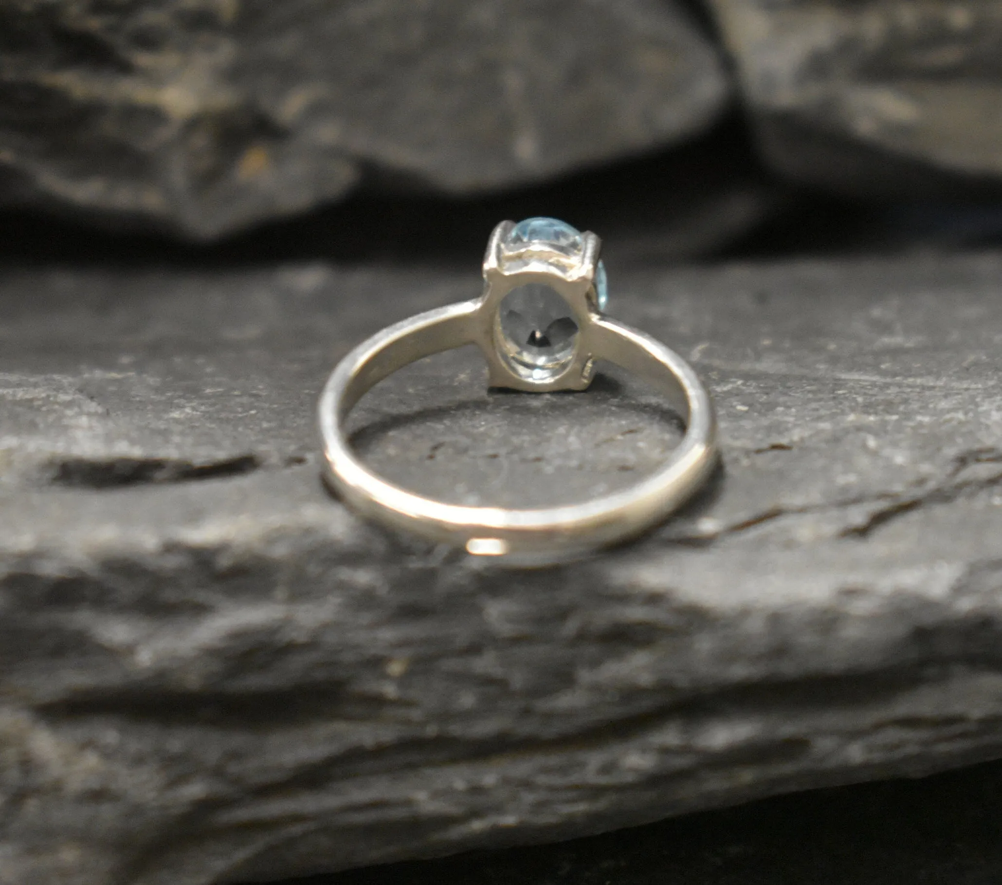 Blue Topaz Ring - Natural Blue Topaz Ring - Sky Blue Solitaire Ring