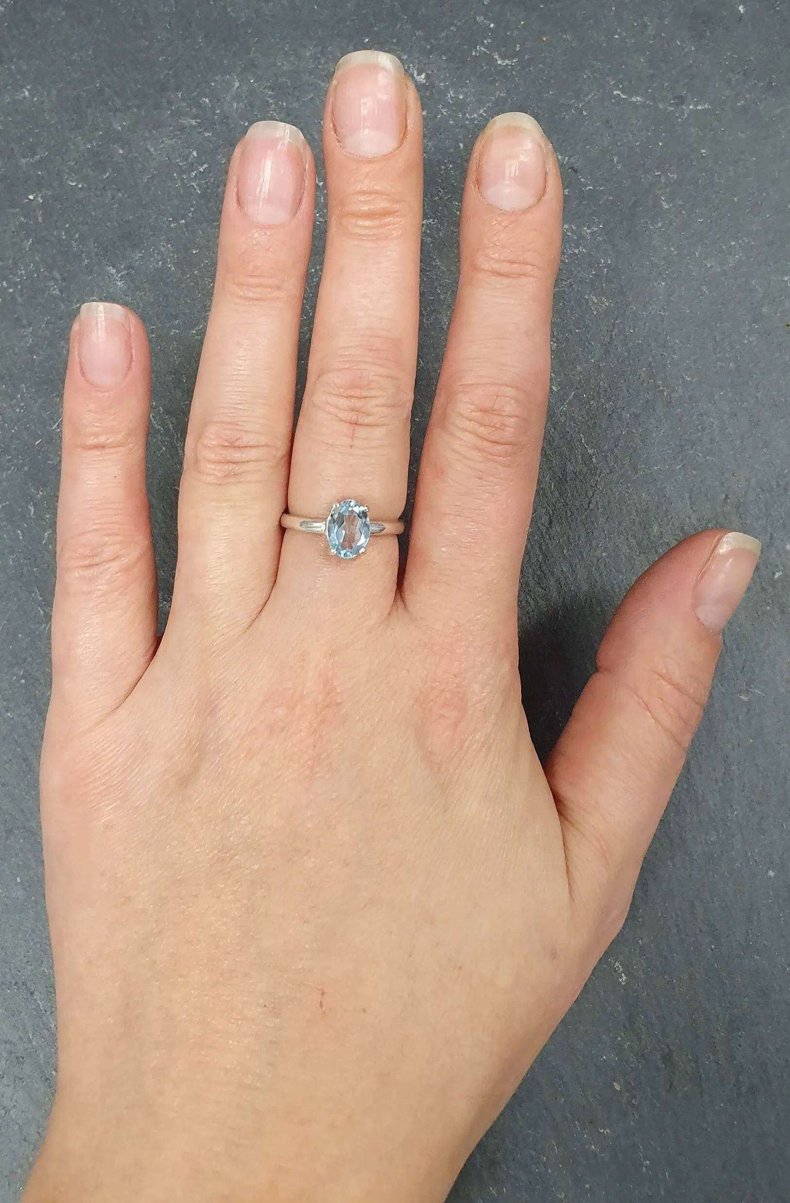 Blue Topaz Ring - Natural Blue Topaz Ring - Sky Blue Solitaire Ring