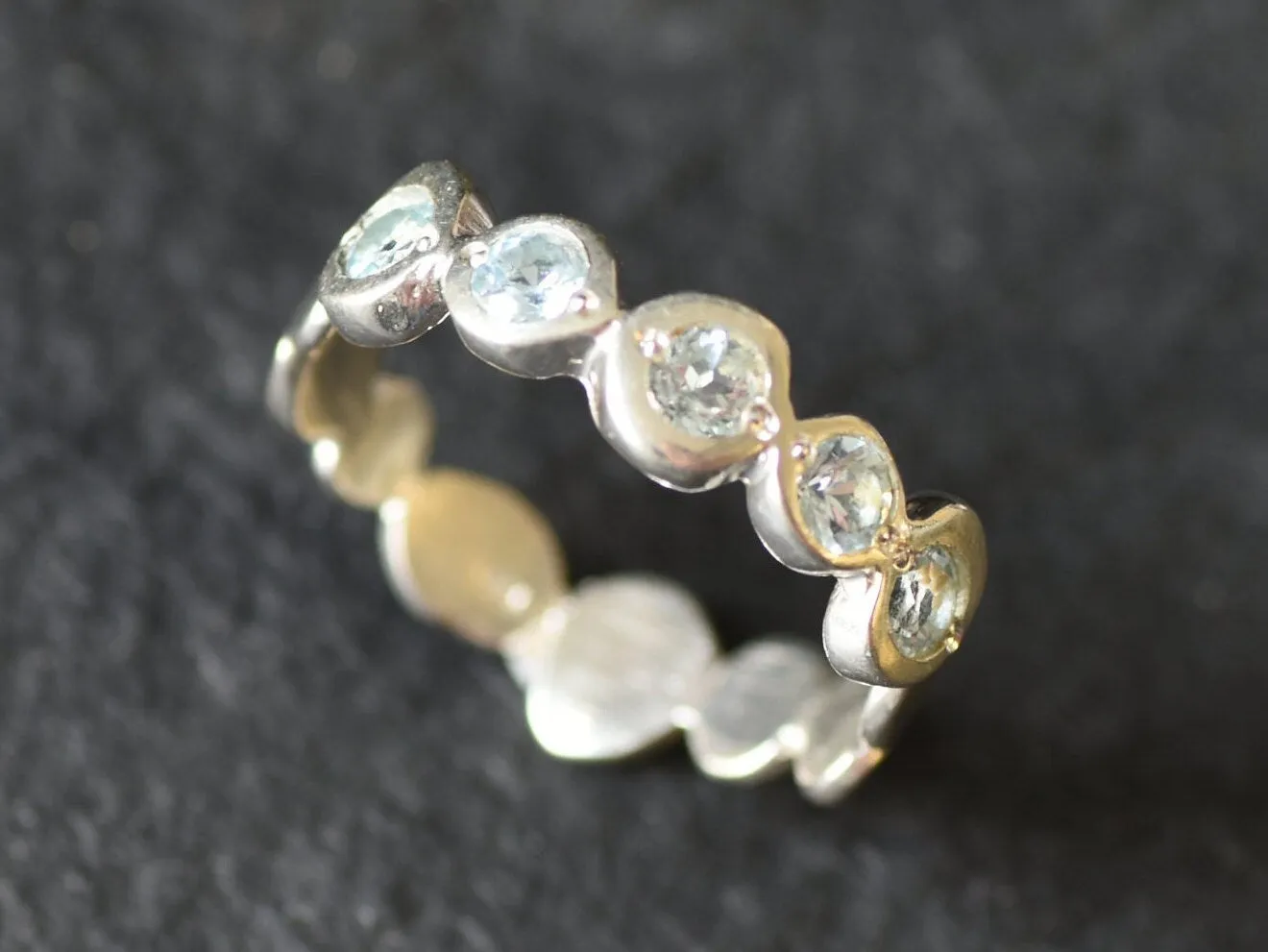Blue Topaz Ring - Sky Blue Ring - Vintage Bubble Ring