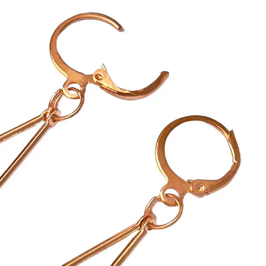 Circular White Crystal Diamante Stud Rose Gold-Toned Hoop Drop Earrings