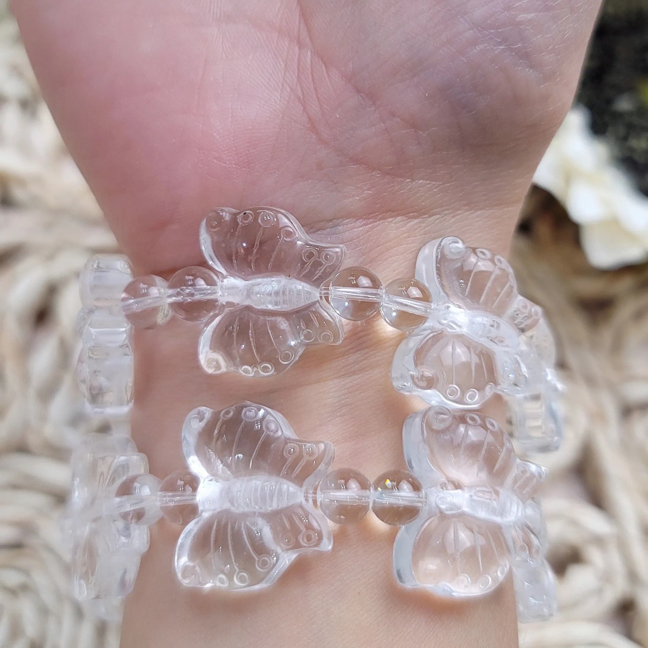 Clear Quartz Butterfly Bracelet for Healing, Manifesting and Setting Intentions