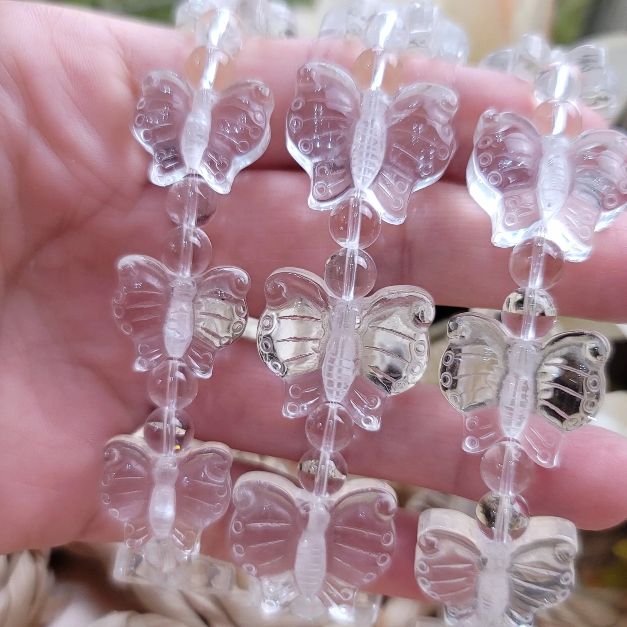 Clear Quartz Butterfly Bracelet for Healing, Manifesting and Setting Intentions