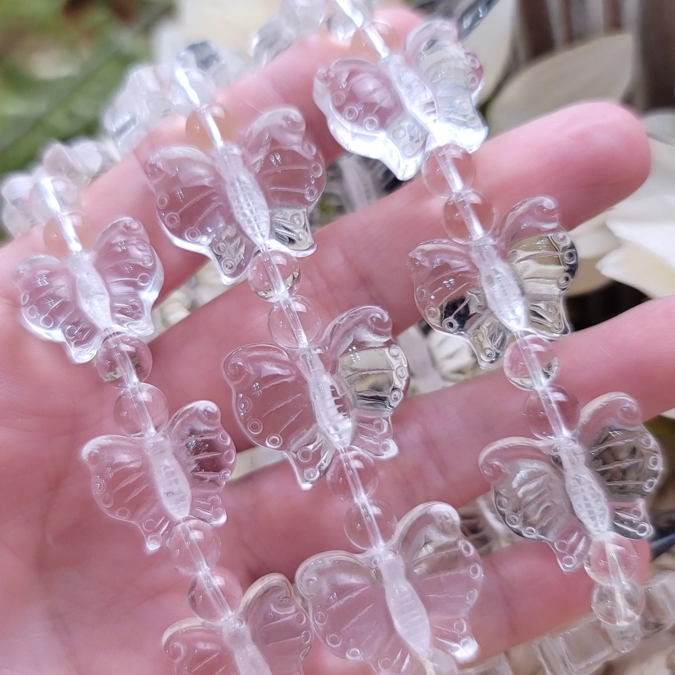 Clear Quartz Butterfly Bracelet for Healing, Manifesting and Setting Intentions