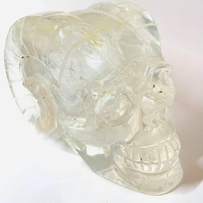 Clear Quartz Rams Skull with Golden Healer # 163