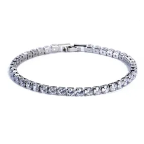 Crystal Tennis Bracelets, Cubic Zirconia & Copper, Elegant Geometric Design, 6.69in & 7.48in Sizes, Fold-Over Clasp, Unisex, Versatile Colors
