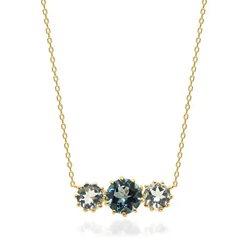Deborah 10K Yellow Gold Round-Cut Brazilian London Blue Topaz Pendant