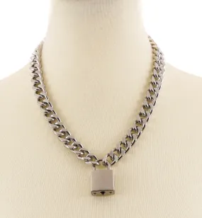 Diamond Chain Square Lock Choker w/ Keys