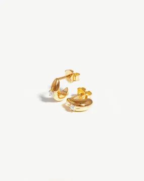Dome Single Stone Mini Hoop Earrings | 18k Gold Vermeil/Cubic Zirconia