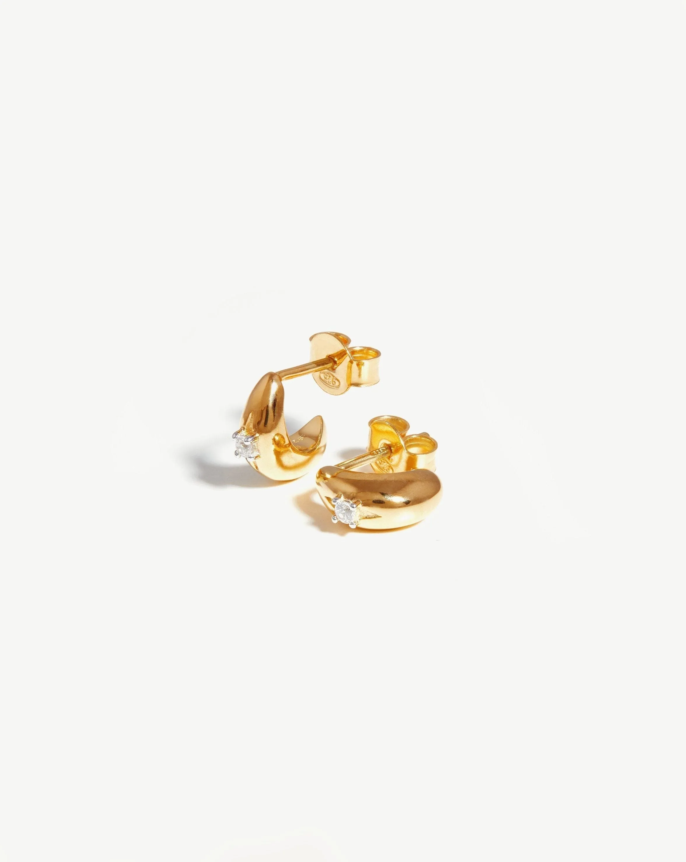 Dome Single Stone Mini Hoop Earrings | 18k Gold Vermeil/Cubic Zirconia