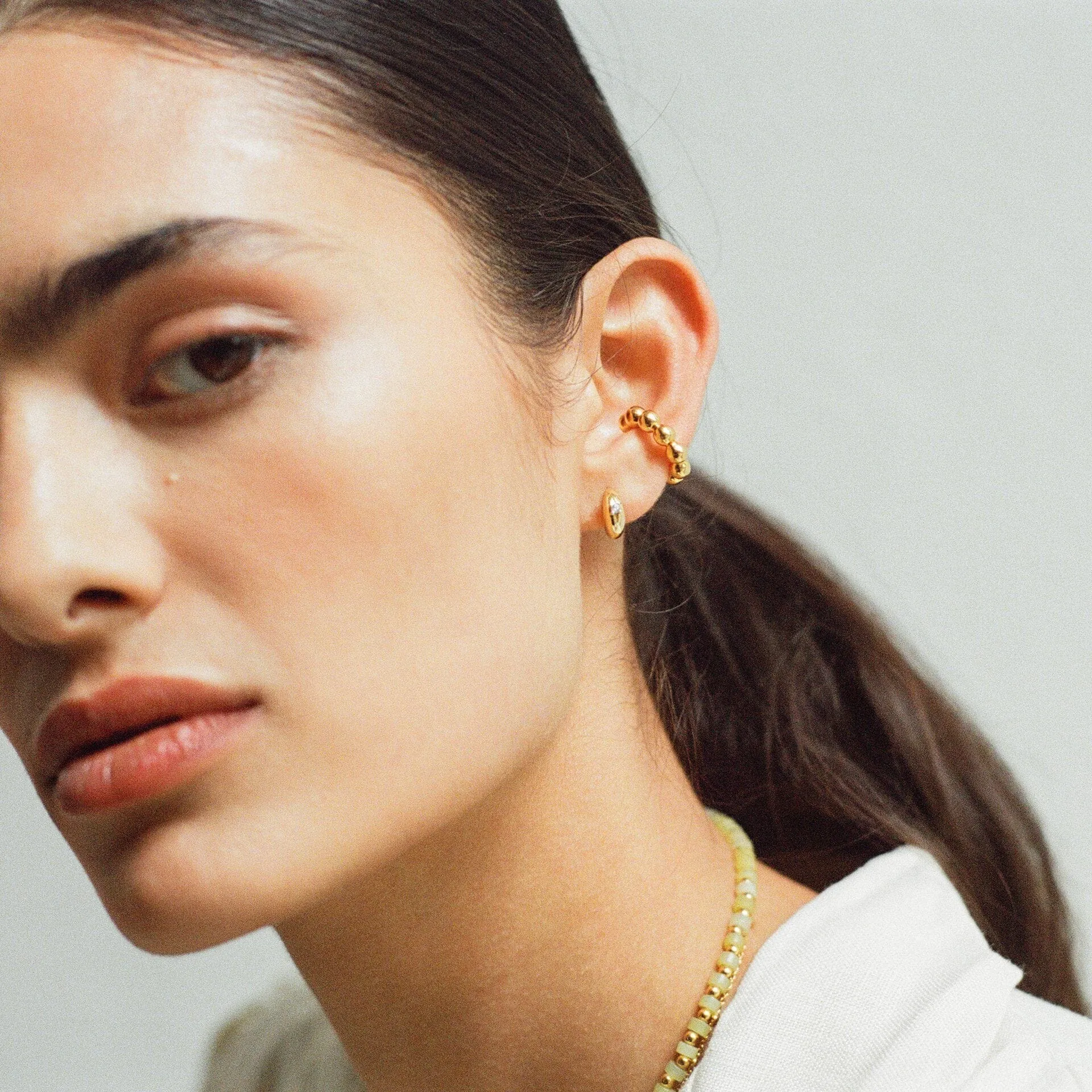 Dome Single Stone Mini Hoop Earrings | 18k Gold Vermeil/Cubic Zirconia