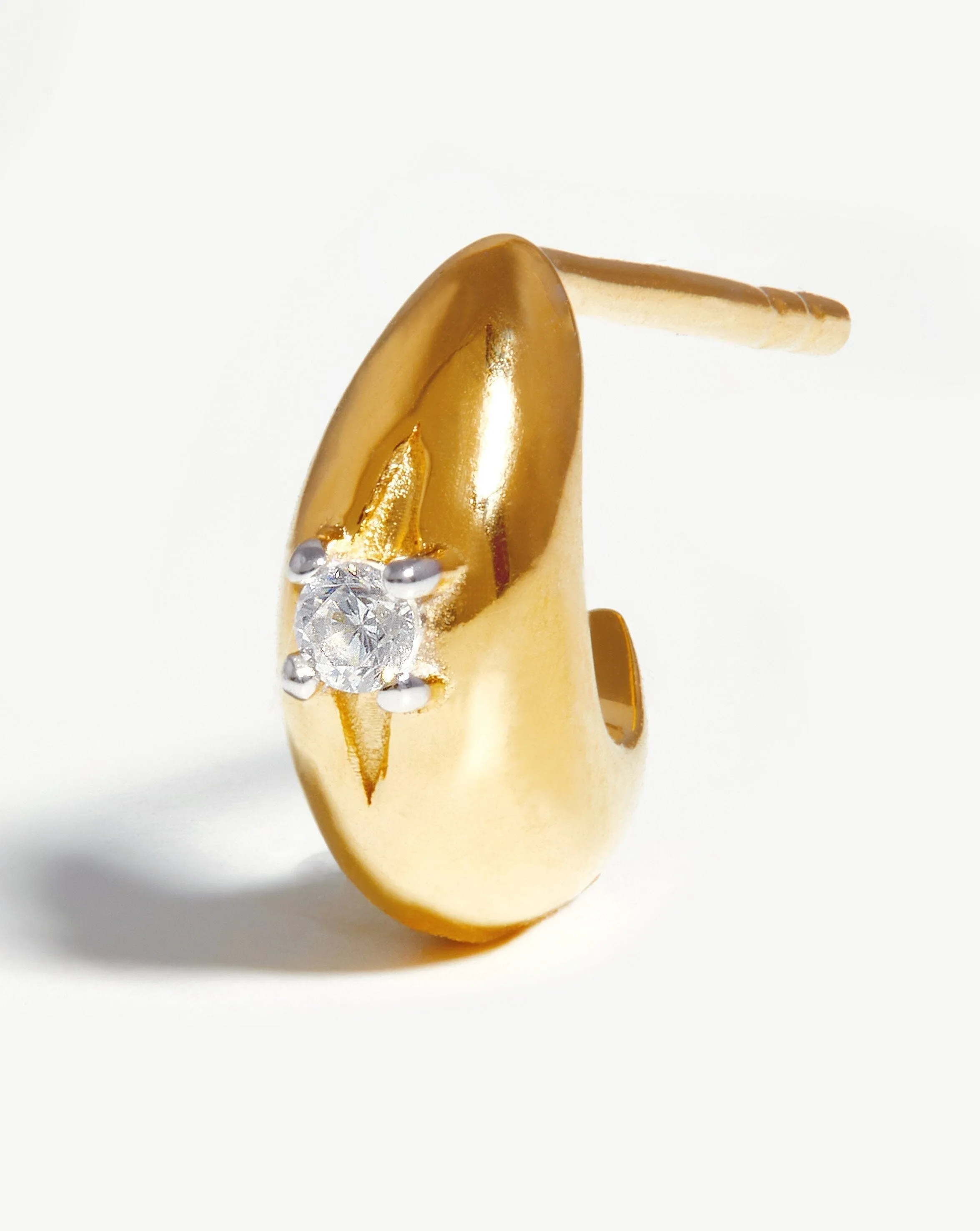 Dome Single Stone Mini Hoop Earrings | 18k Gold Vermeil/Cubic Zirconia