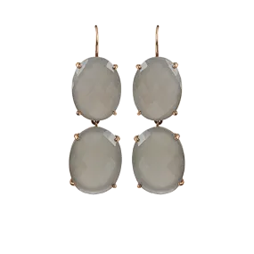Double Oval Grey Moonstone Earrings