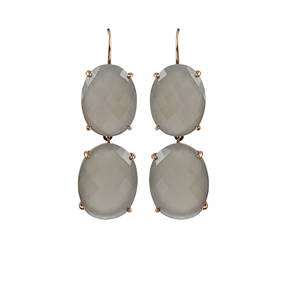 Double Oval Grey Moonstone Earrings