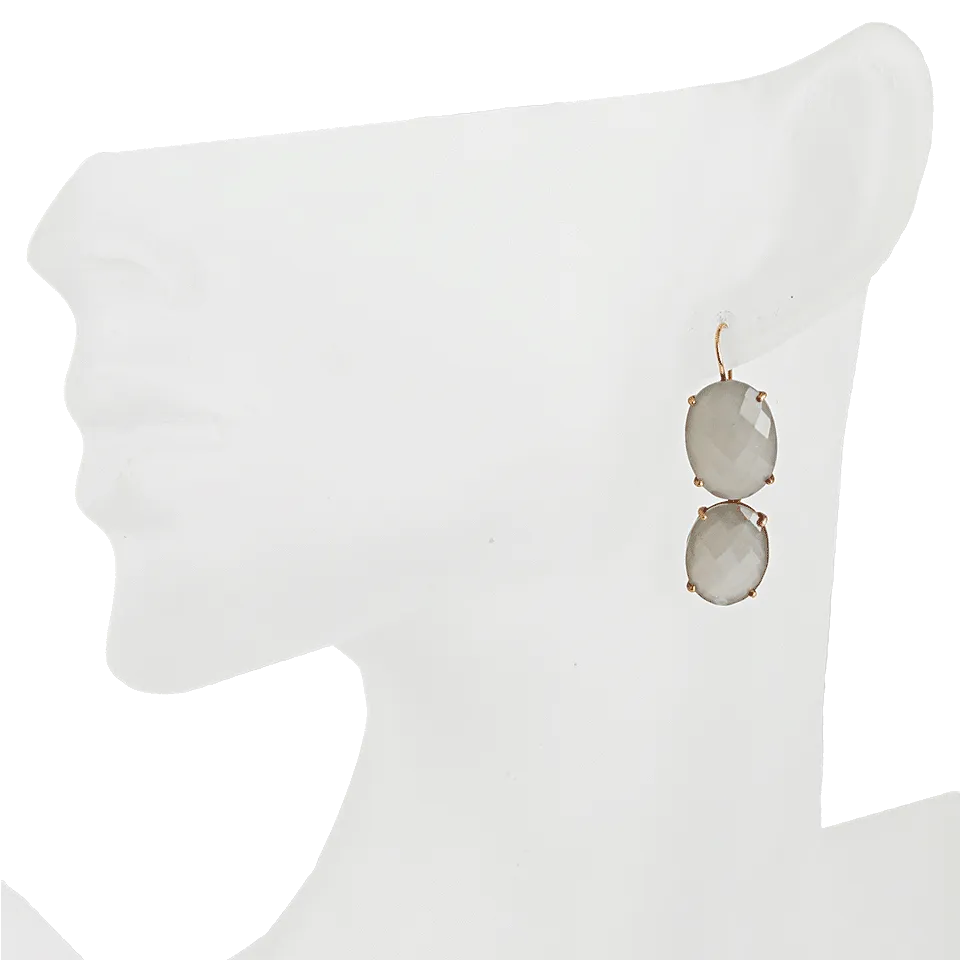 Double Oval Grey Moonstone Earrings