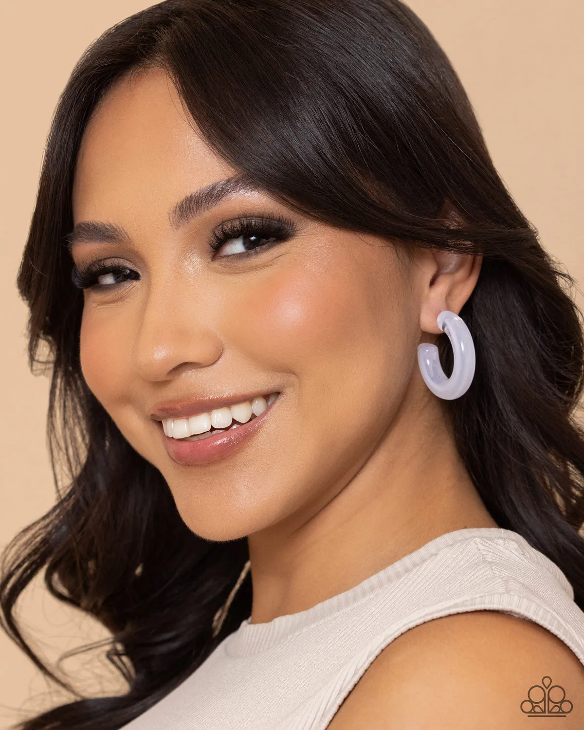 Earrings Glassy GAZE - White  E2497
