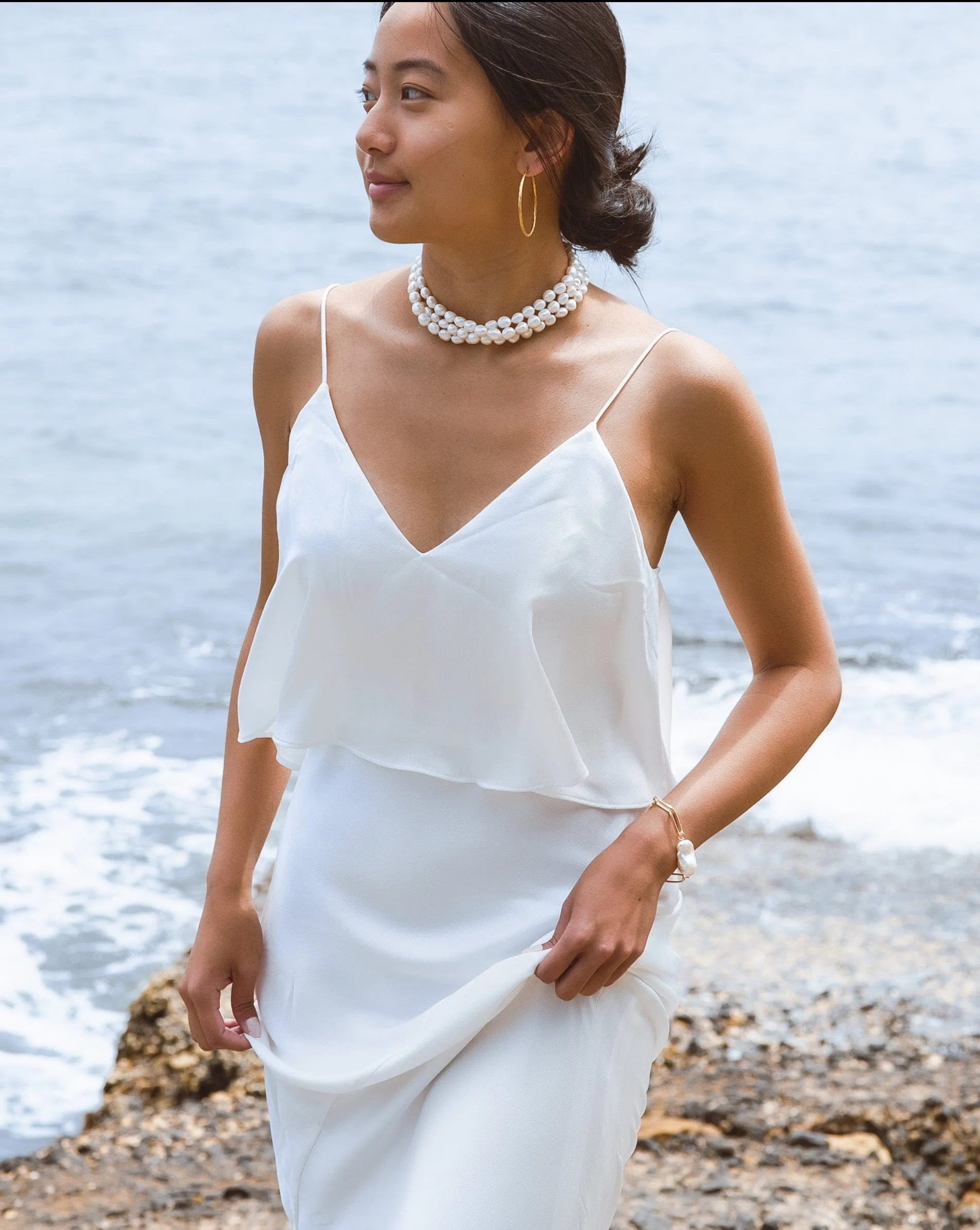 Elisse 3 Row Pearl Choker