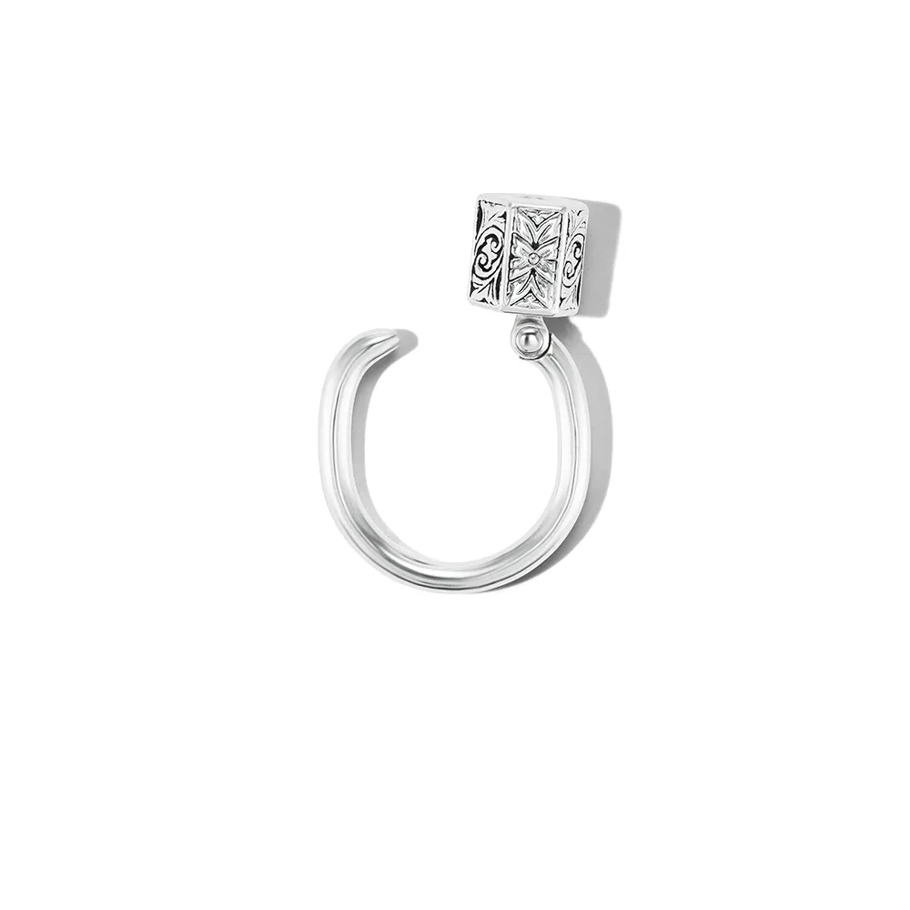Embossed Chubby Trundle Lock Ring in Silver