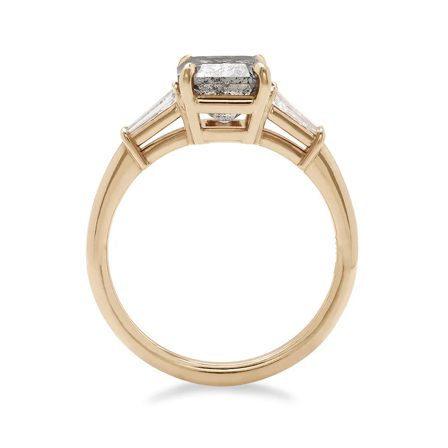 Emerald Cut Eleonore Tapered Baguette Ring - Yellow Gold & Grey Diamond (2.00ct)