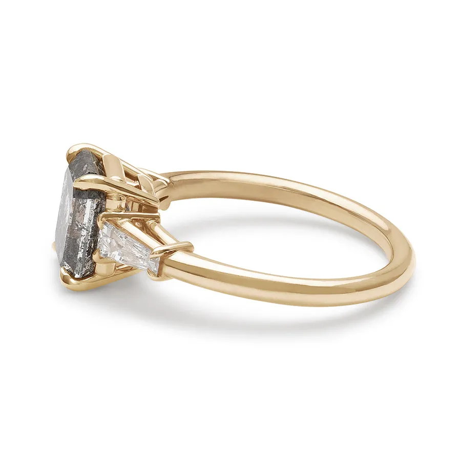 Emerald Cut Eleonore Tapered Baguette Ring - Yellow Gold & Grey Diamond (2.00ct)
