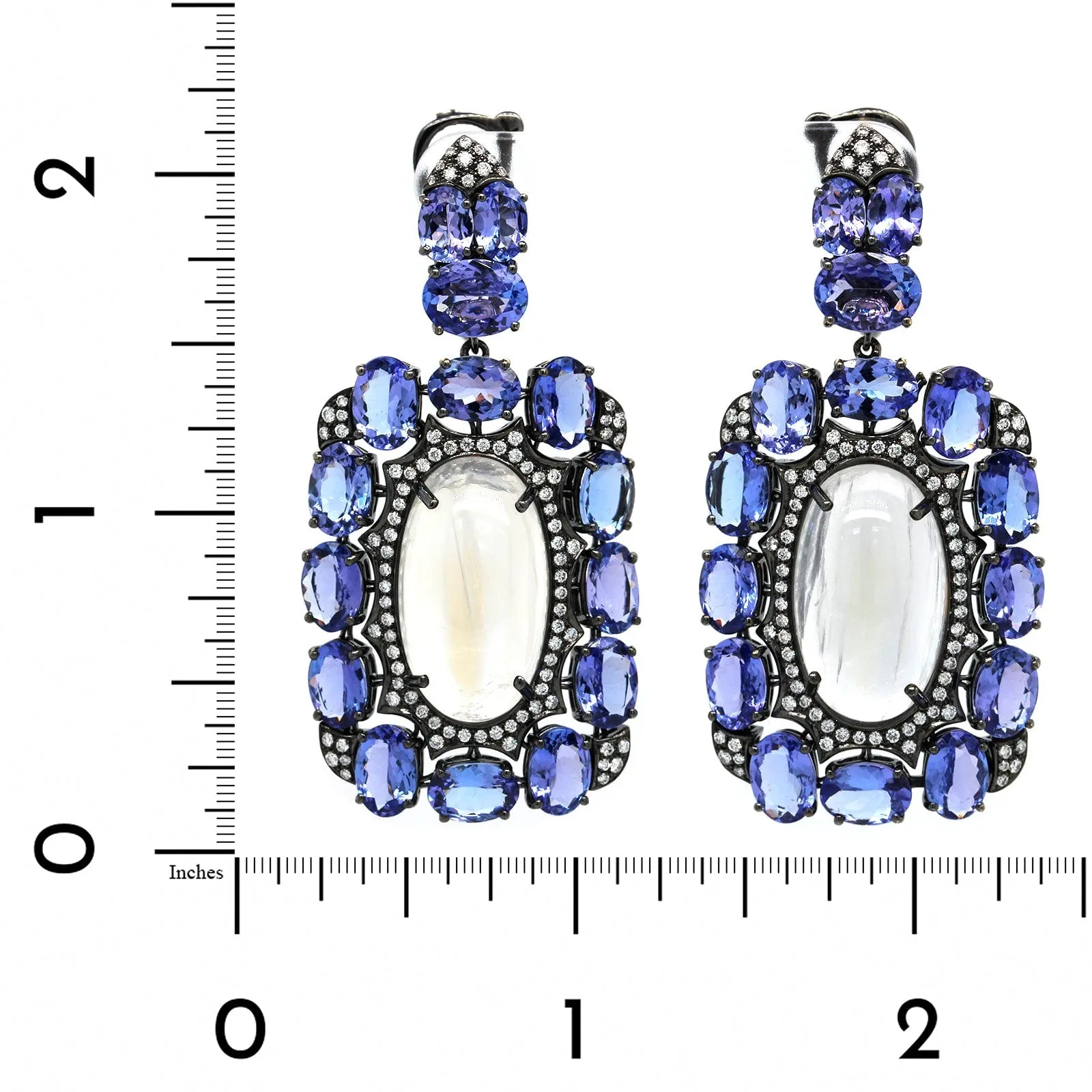 Etho Maria 18K Blackened Yellow Gold Moonstone and Tanzanite Drop Earrings
