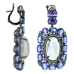 Etho Maria 18K Blackened Yellow Gold Moonstone and Tanzanite Drop Earrings