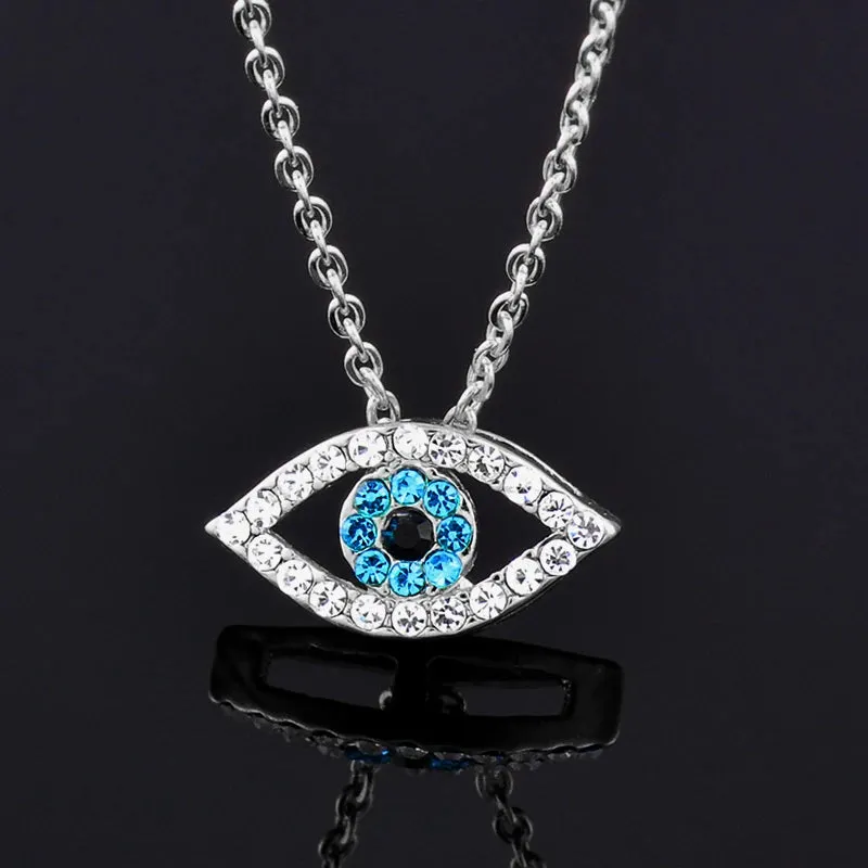 Fashion Charm Luck Turkey Blue Evil Eye Blue Rhinestone Eye Choker Necklace For Women