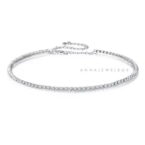 Flexible Diamante Silver Choker Necklace