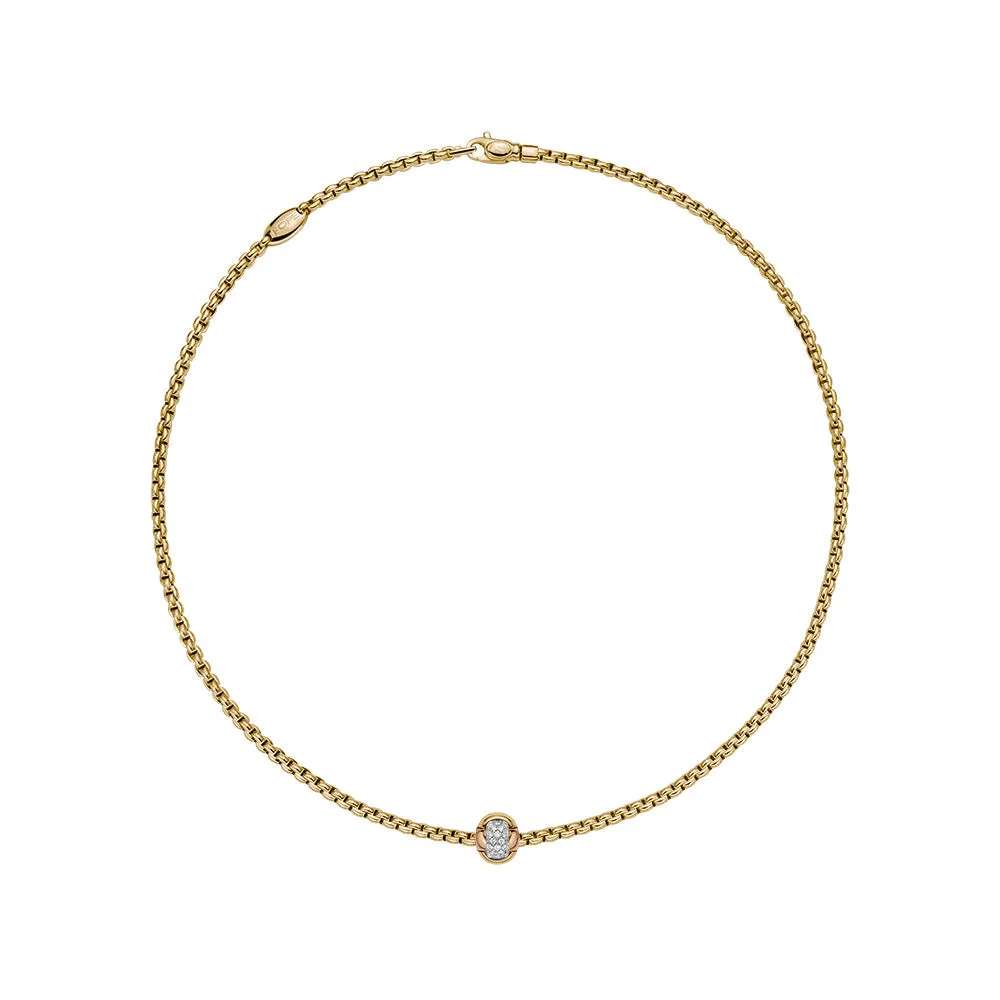 FOPE 18ct Yellow Gold Eka Tiny 0.25ct Diamond Necklace 73801CX_BB_G_XBX_043