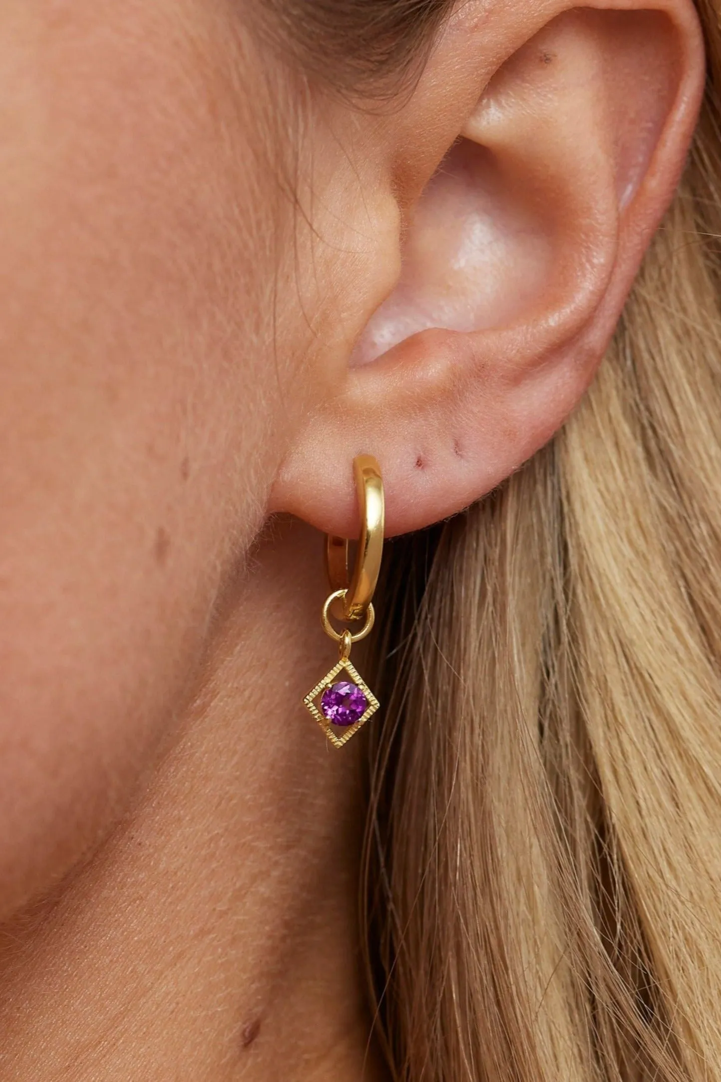 Gaya Rhodolite Gold Charm