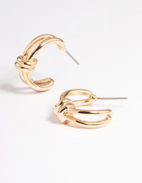 Gold Knot Double Hoop Earrings