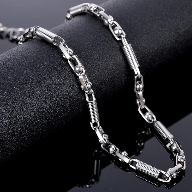 Gold Plated Silver Color Men's Necklaces 5MM Thick Stainless Steel Chain Choker Necklace
