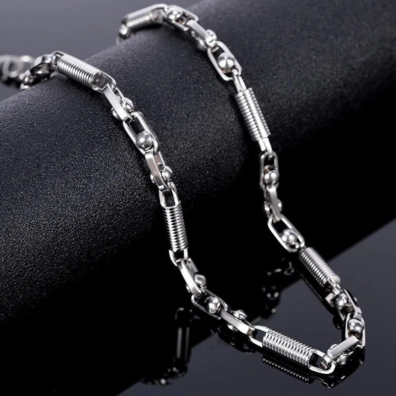 Gold Plated Silver Color Men's Necklaces 5MM Thick Stainless Steel Chain Choker Necklace