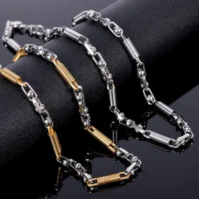 Gold Plated Silver Color Men's Necklaces 5MM Thick Stainless Steel Chain Choker Necklace