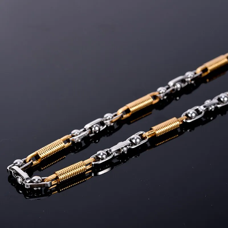 Gold Plated Silver Color Men's Necklaces 5MM Thick Stainless Steel Chain Choker Necklace
