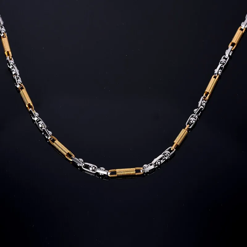 Gold Plated Silver Color Men's Necklaces 5MM Thick Stainless Steel Chain Choker Necklace