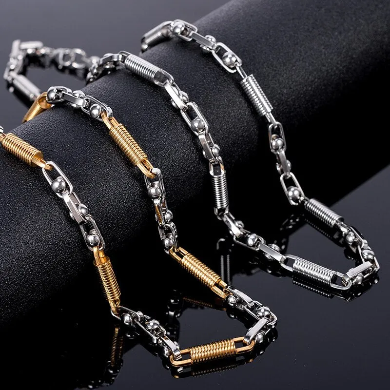 Gold Plated Silver Color Men's Necklaces 5MM Thick Stainless Steel Chain Choker Necklace